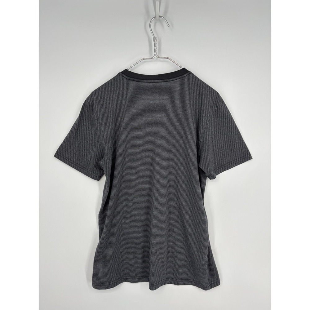 PrAna Tee Shirt Mens M Gray Striped Knit Short Sleeve Crewneck Pullover Hiking - Picture 2 of 8